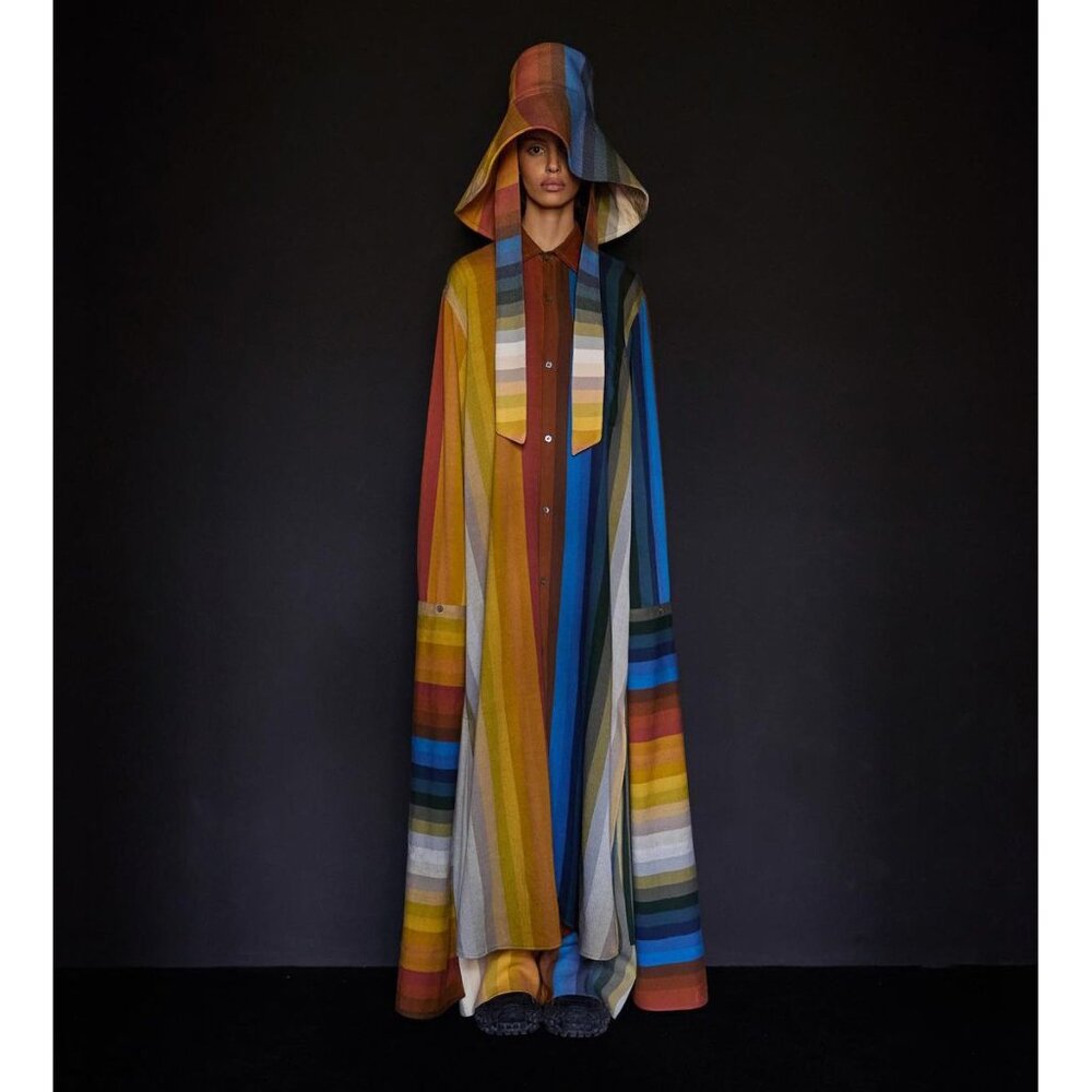 Marrakshi Life Collection 14 Rainbow Stripe Shirt Dress Caftan French Cuff XXL